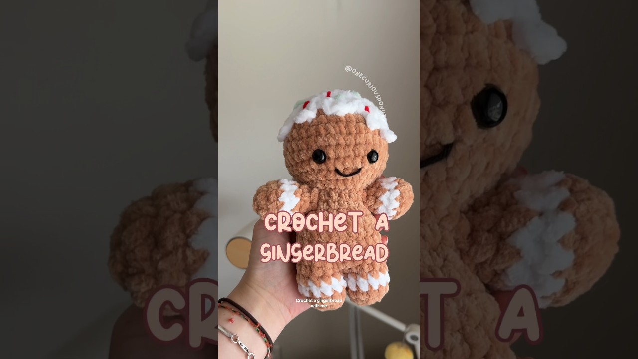 Crochet a gingerbread man with me #gingerbread #crochetchristmas