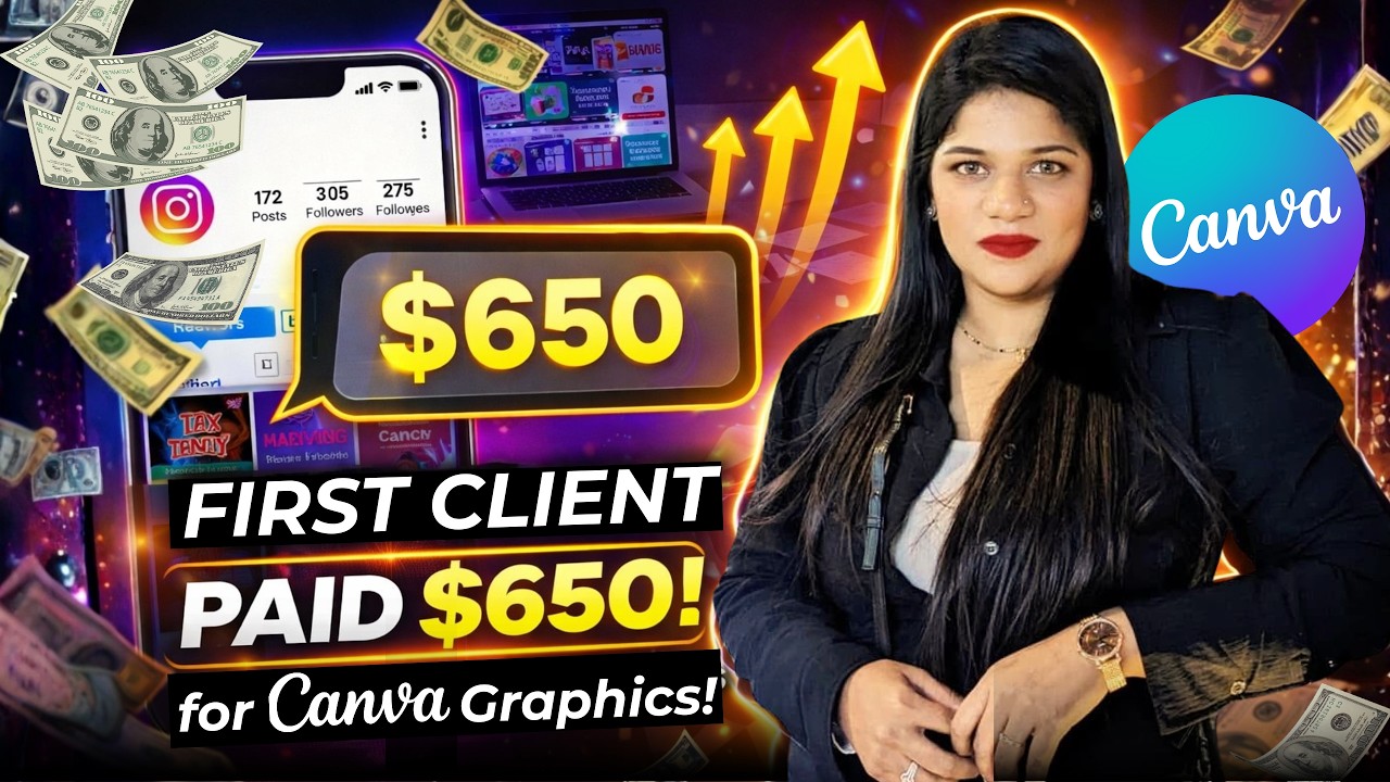 How I Made $650 From My FIRST Client Using CANVA (With Only 300 Followers!)