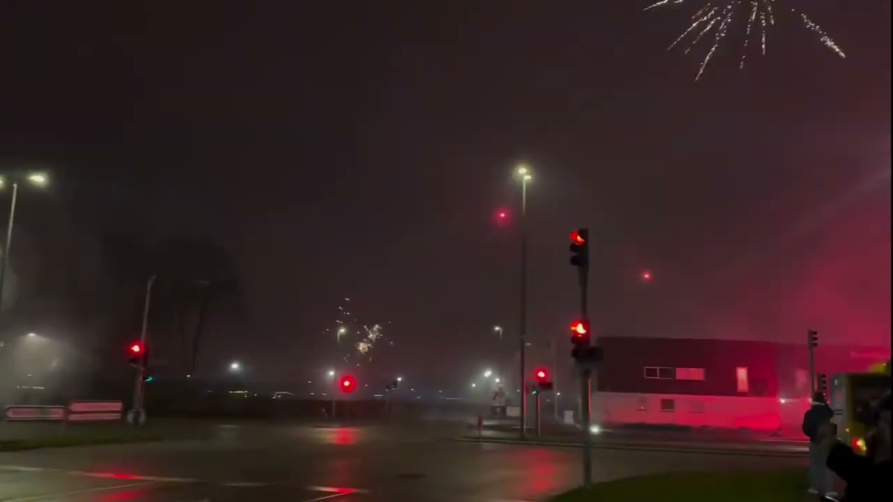Brøndby IF fans celebrate 60th anniversary with fireworks