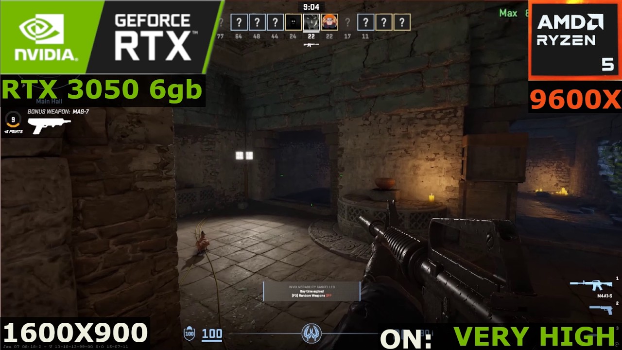 Counter Strike 2 | RTX 3050 6GB + AMD Ryzen  5 9600x | VERY HIGH | 16:9