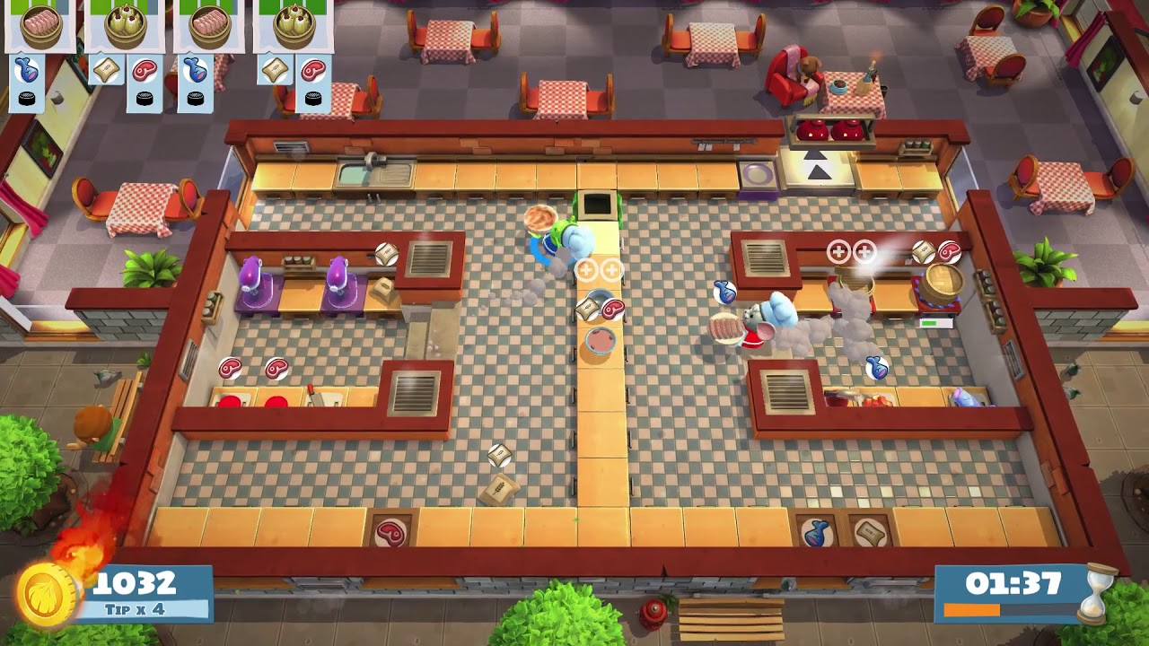 [Overcooked 2: Level Kevin 1] 2-Player Former World Record Score: 2064