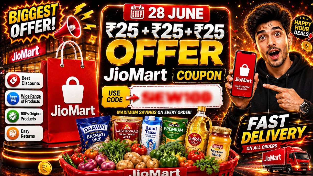 Jiomart Coupon Code Today | Jiomart 100 Free Shopping | Jiomart 100 off coupon | Jiomart offer today