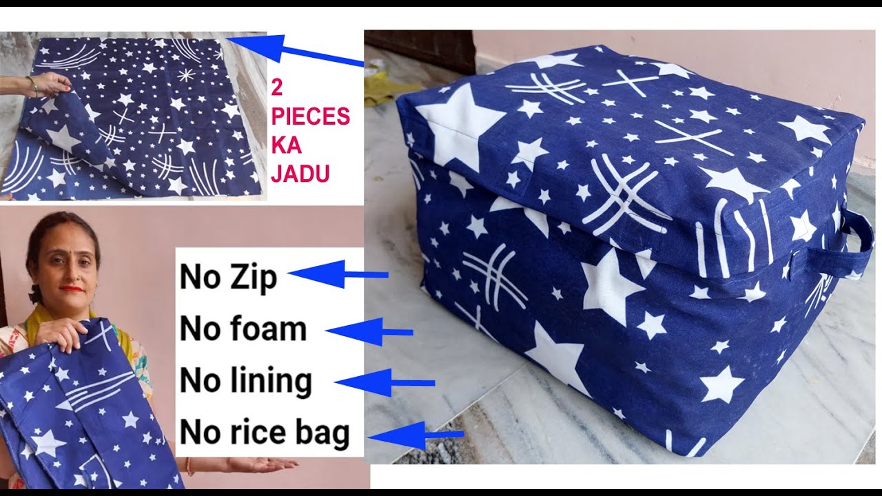 2 PIECES KA JADU - CLOTH STORAGE BAG MAKING AT HOME / OLD BEDSHEET REUSE IDEA / SEWING BAG AT HOME