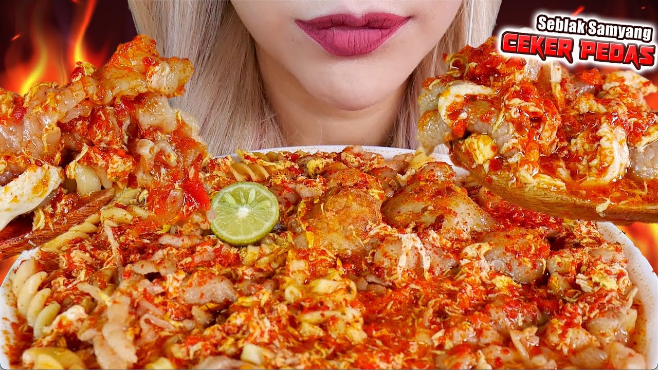 ASMR 🔥😈SEBLAK SAMYANG CARBONARA, CEKER TANPA TULANG, BOCI, MAKARONI💥 SPICY INDONESIAN STREET FOOD
