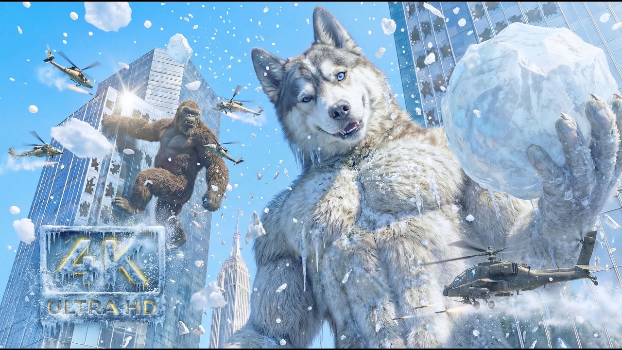 GIANT HUSKY vs KING KONG! 🐺 NYC Ice Ball Destruction