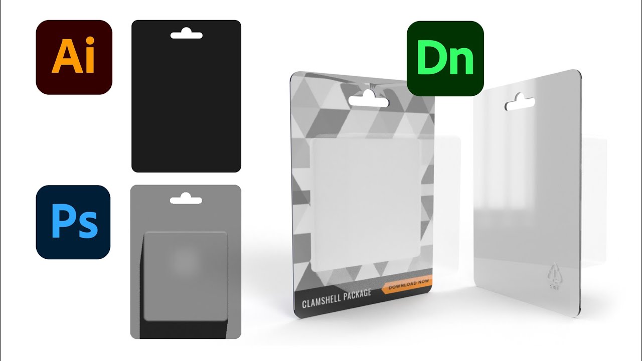 Create 3D Clamshell (.OBJ) using Illustrator & Photoshop for Adobe Dimension product mock-ups