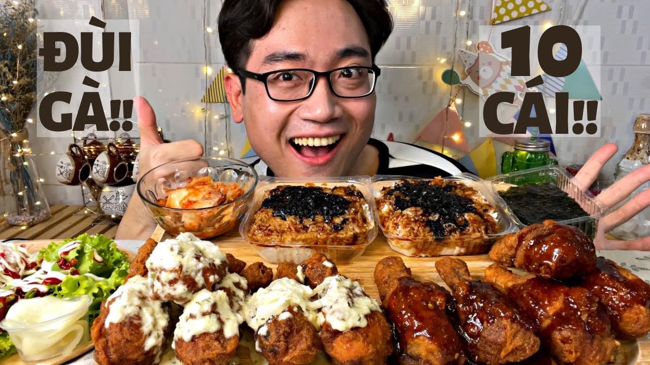 Ăn 10 Cái Đùi Gà Rán 🍗 Phủ Sốt Kem Hành Tây (Creamy Onion) 🍗 Sốt Ngũ Vị Kèm Cơm Rong Biển Và Salad 🍗