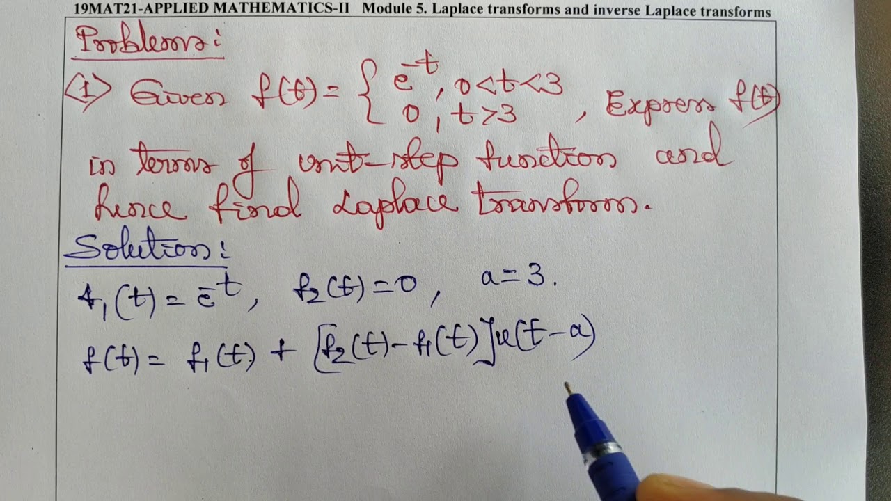 LT7.   Laplace transform-Problems on Unit-Step function.