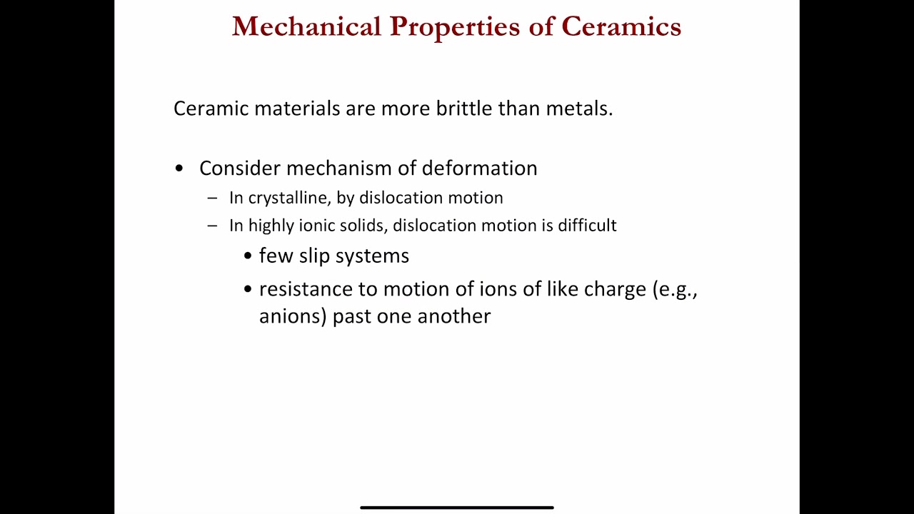ENGR 170 / MSCI 201 Mechanical Properties of Ceramics, Flexural Strength, 3 point bending