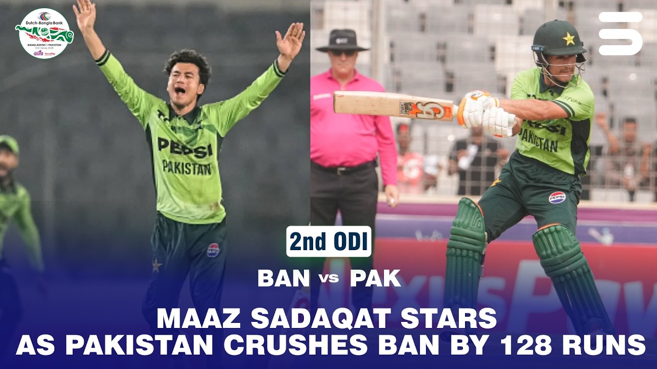 Maaz Sadaqat Stars As Pakistan Crushes BAN By 128 Runs 🏏🔥| BAN vs PAK | Match 2 | ODI Series | M9F1K
