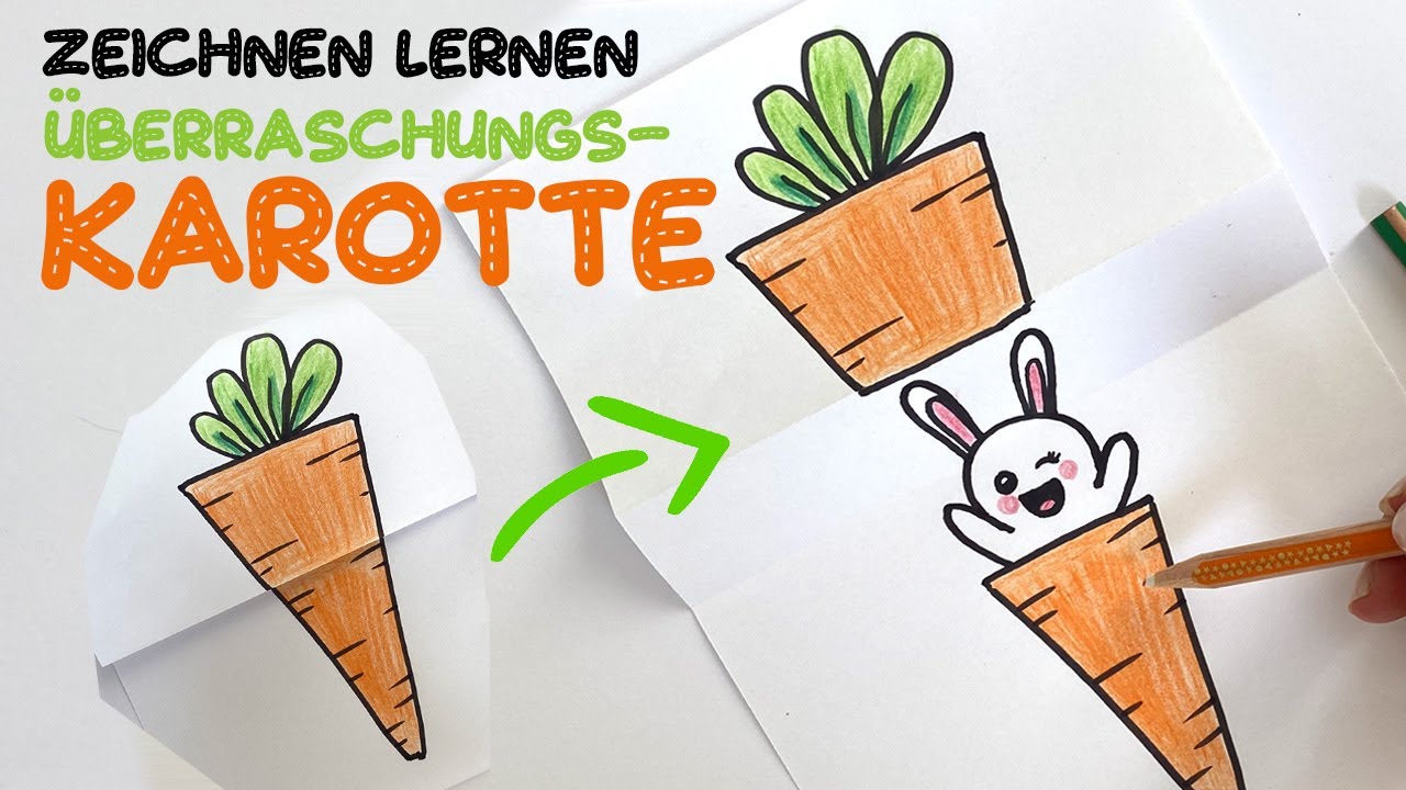 EINFACH KAROTTE - ÜBERRASCHUNG ZEICHNEN - KAROTTE I Schritt für Schritt Kinder 4+ Jahre Alt