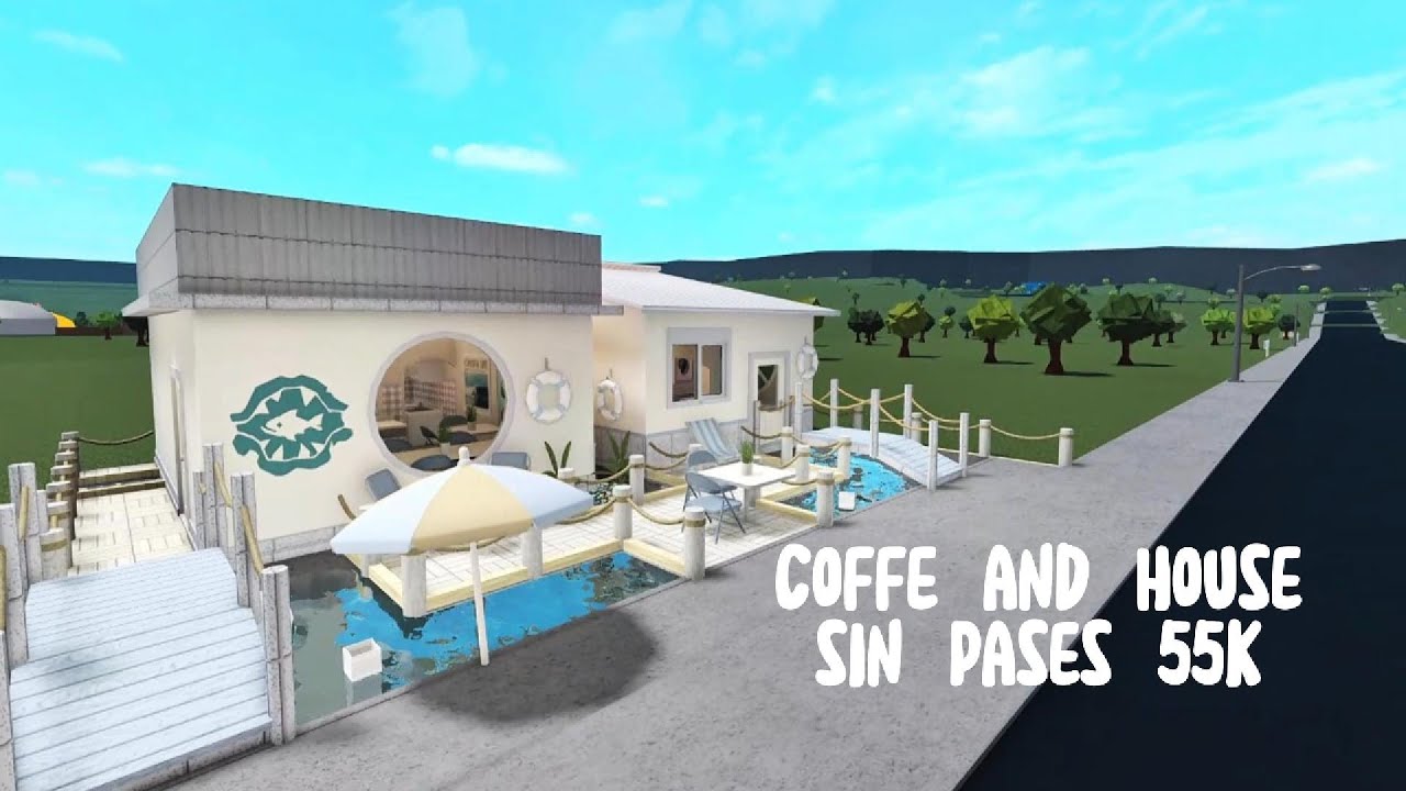 (Bloxburg) 🍳☀️ Café Coreana/Casa en la cuesta del mar🌊☀️ para que vendas sushi y más🍣🍋 -1 persona.