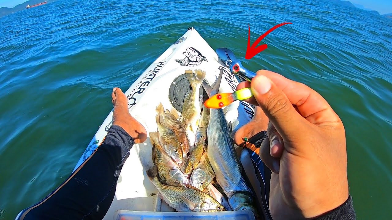 A MELHOR ISCA PRA PESCAR CORVINA! Pescaria de corvina com isca artificial! Praia grande.