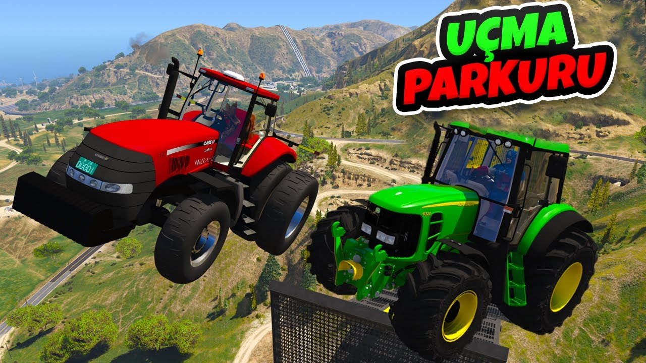 Süper Traktörler Uçma Parkurunda Yarışıyorlar - GTA 5