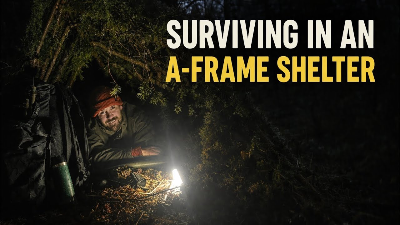 I BUILT AN A-FRAME SURVIVAL SHELTER IN SCOTLAND AND SLEPT IN IT (TERRIBLE WEATHER TEST) 