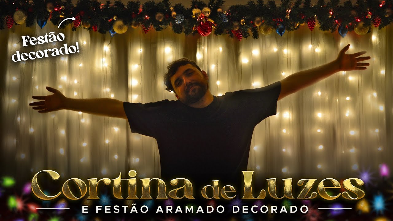 ✨ CORTINA DE LED | Decorando minha Cortina com LED + Festão Aramado Decorado | Curtain String Lights