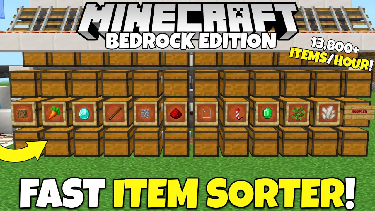 Minecraft Bedrock: FAST Item Sorting Storage System Tutorial! Item Categorizer MCPE Xbox PS5 PC