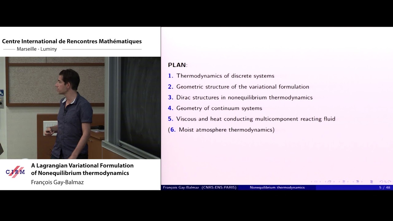 Fran&ccedil;ois Gay-Balmaz : A Langrgian Variational Formulation of Nonequilibrium thermodynamics