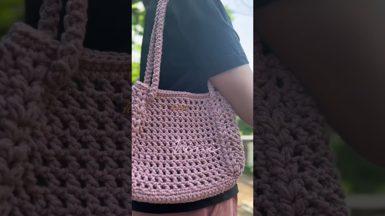 Handmade Crochet Two-way Shoulder/Sling Bag 💗 #crochet #nini   #handmade #crochetbag