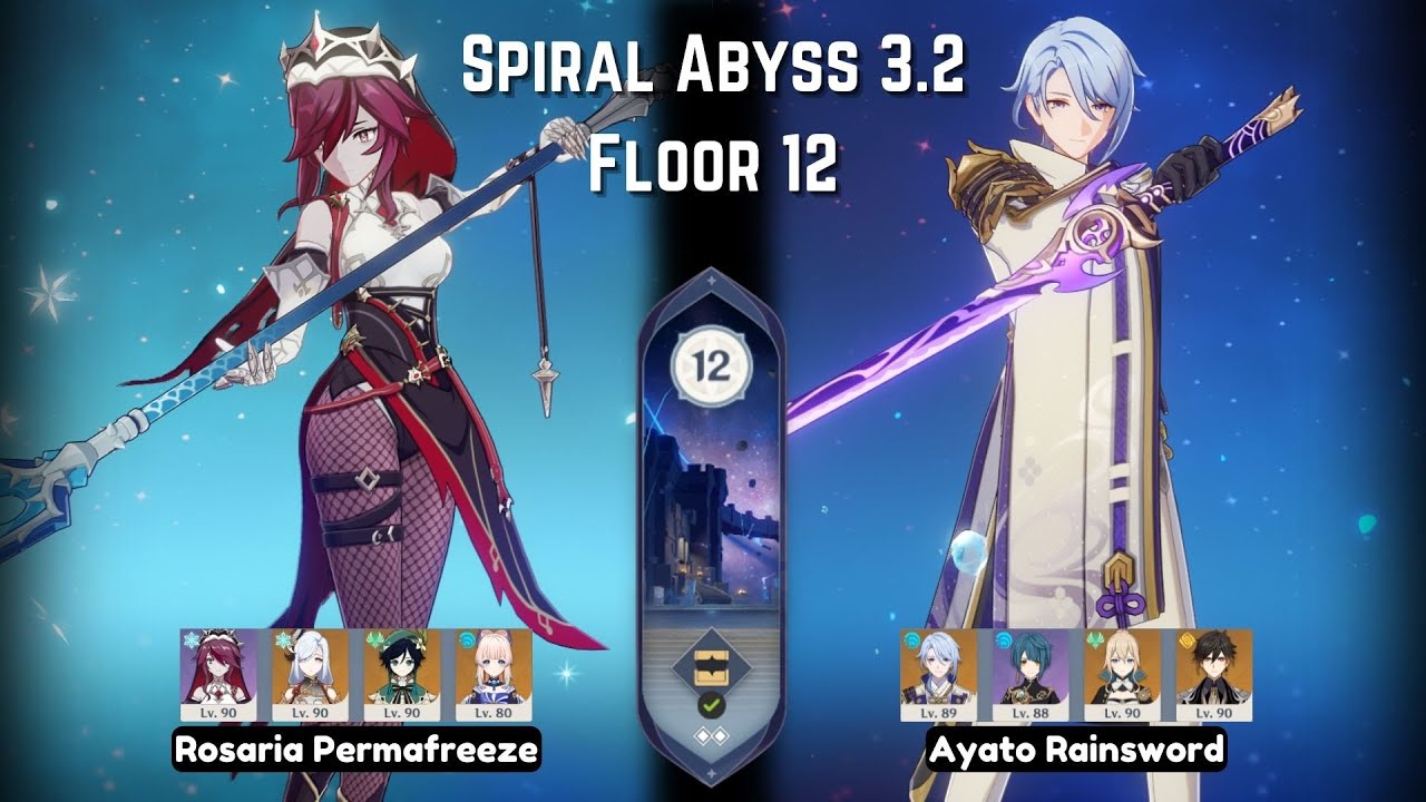 Rosaria Permafreeze & C0 Ayato Rainsword - Spiral Abyss 3.2 Floor 12 | Genshin Impact