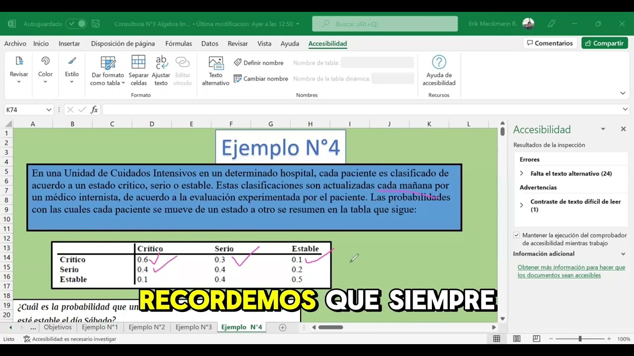 Cadenas de Markov evolucion pacientes