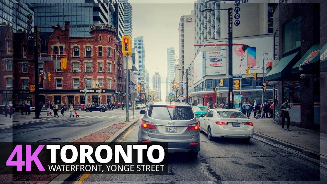 Toronto 4K60fps - Waterfront to Yonge Street , Ontario, Canada