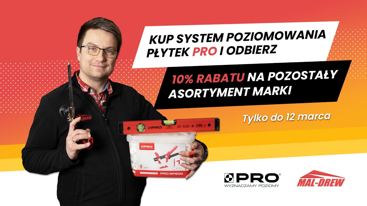Kup system do poziomowania płytek PRO i odbierz rabat 10% na pozostały asortyment marki