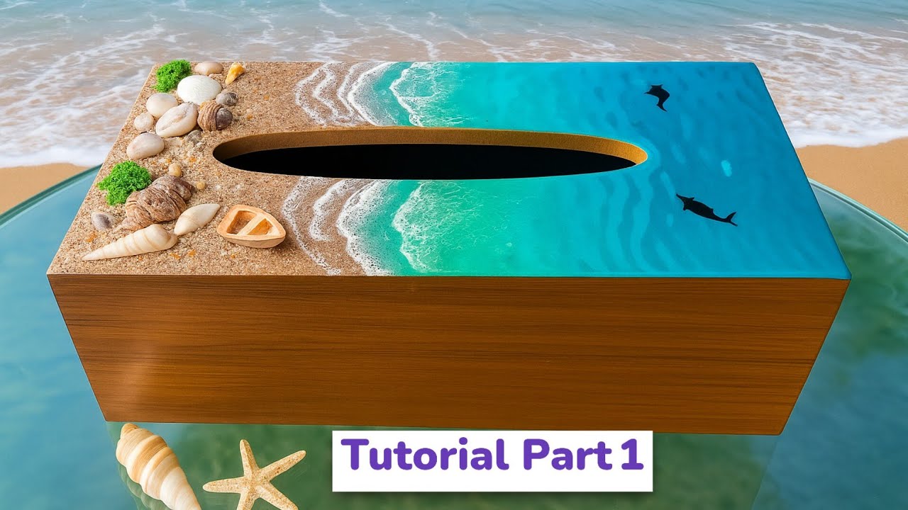 Ocean Resin Tissue Box | Resin Art Tutorial part 1 