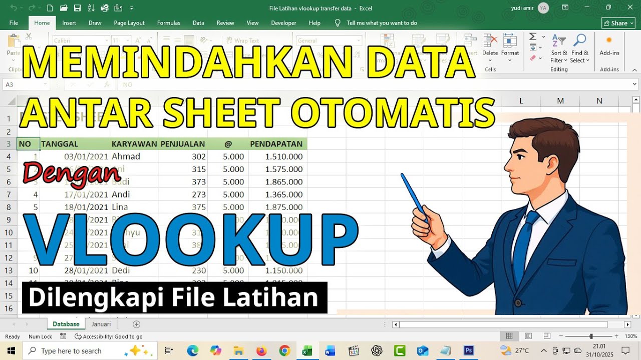 VLOOKUP Jadi Makin Pintar, Bisa TRANSFER DATA Antar Sheet Secara Otomatis Dengan Cara ini