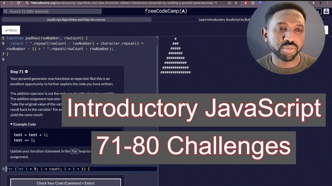 Step by Step FreeCodeCamp JavaScript Tutorial  71 80 Easy Beginner Challenges!