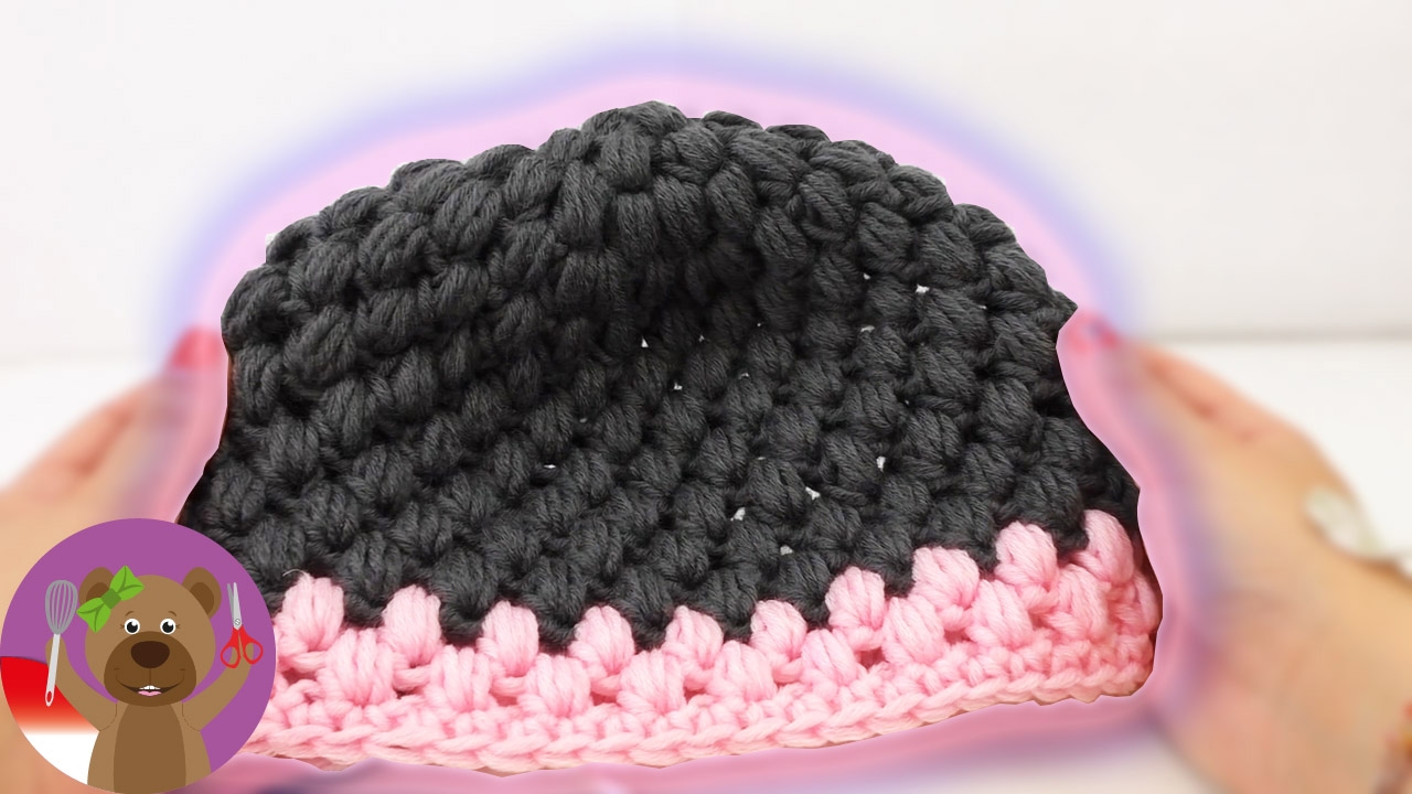 Merajut Topi Dingin - Tutorial membuat topi kupluk dengan Puff Stitch