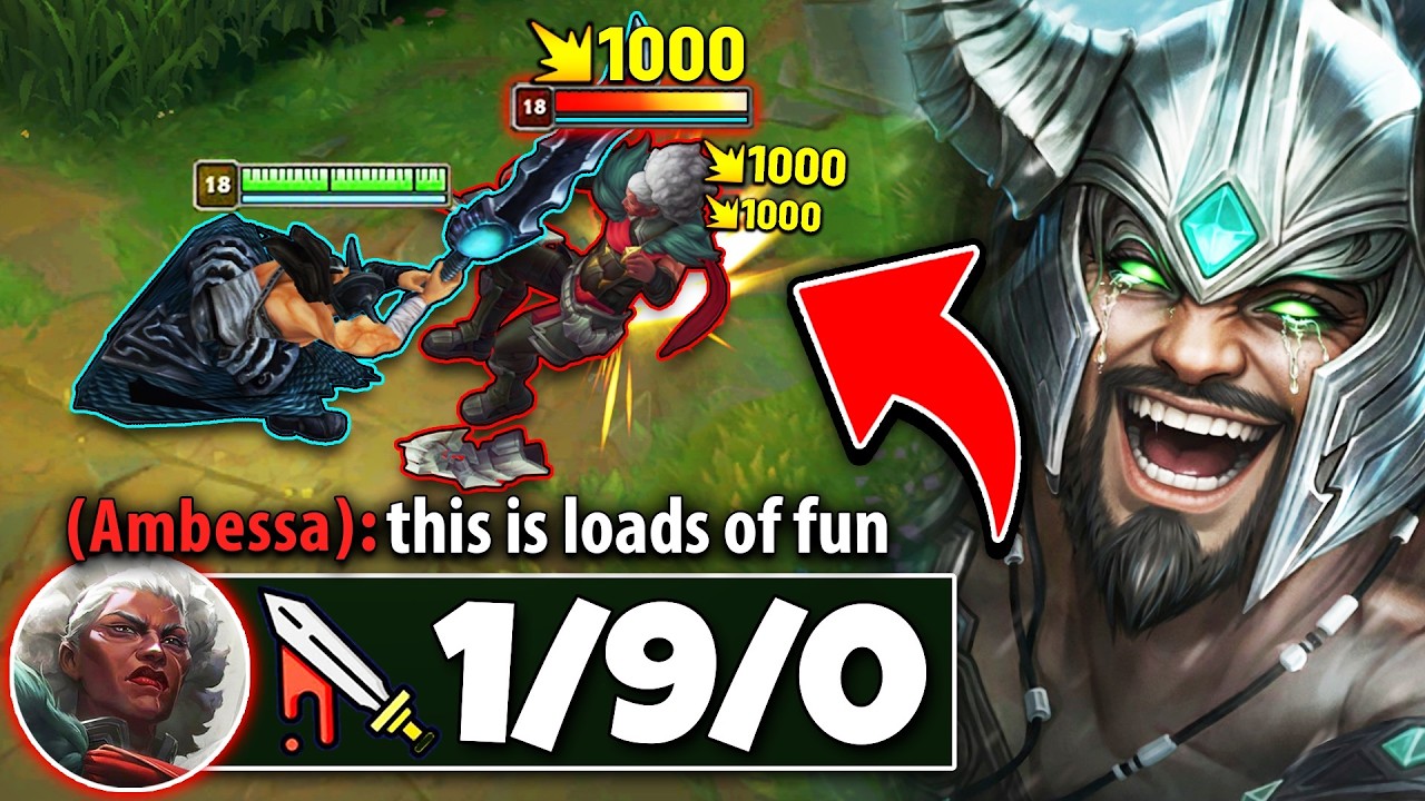 I MADE THIS TRY HARD AMBESSA LOOK BRONZE! RANK 1 TRYNDAMERE HUGE TOP GAP