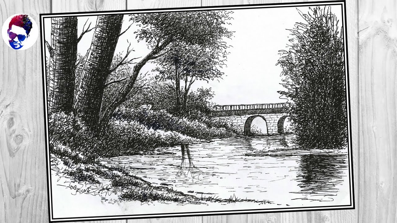 Landscape pen sketching Tutorial.