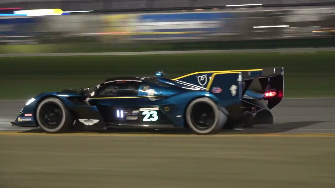 The Aston Martin Valkyrie LMH Ripping Around Daytona at Night