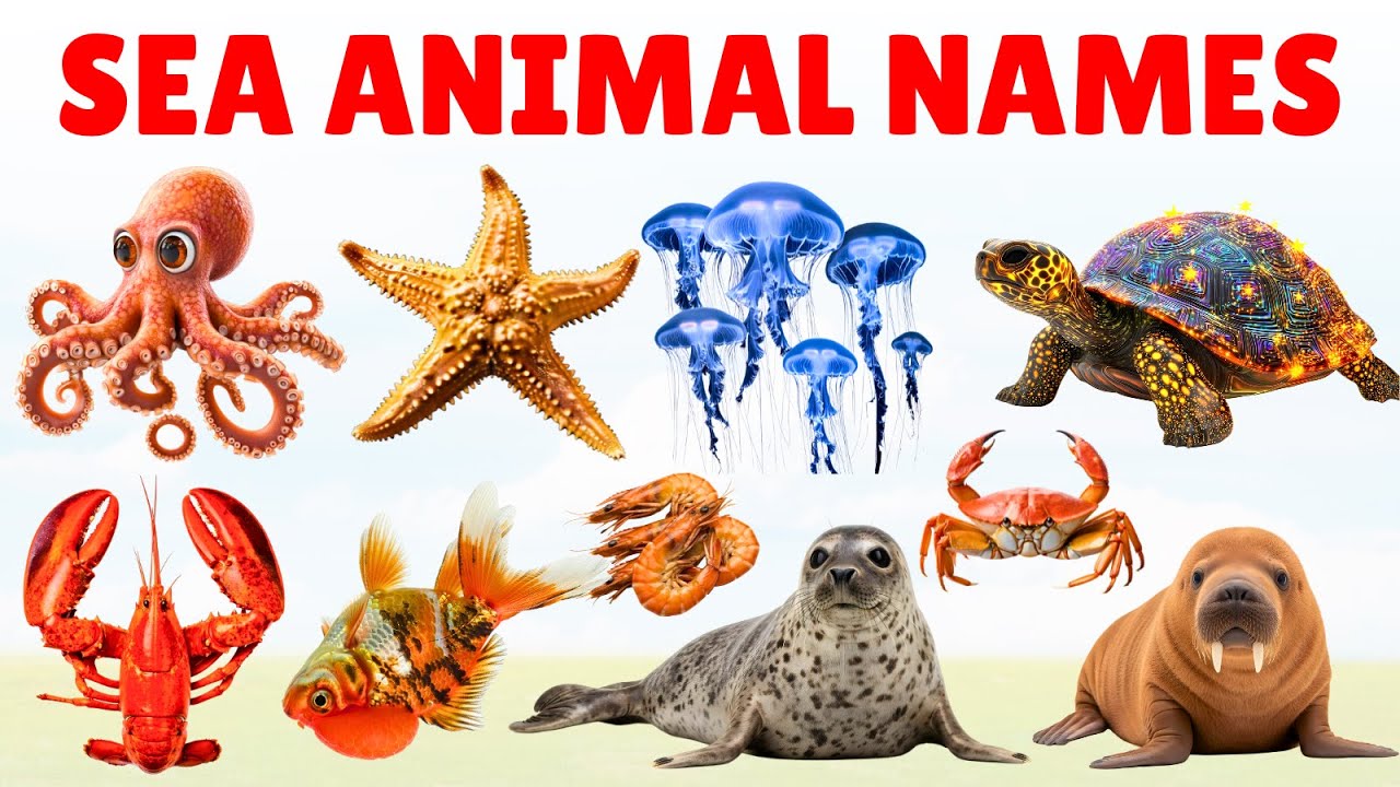 Sea Animal Names In Hindi And English | समुद्री जानवरों के नाम | Water Animals Name For Kids
