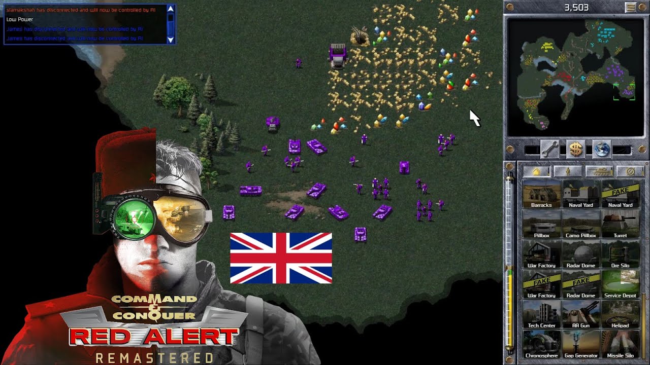 C&C Red Alert Remastered - Online Multiplayer 4v4 | United Kingdom Gameplay