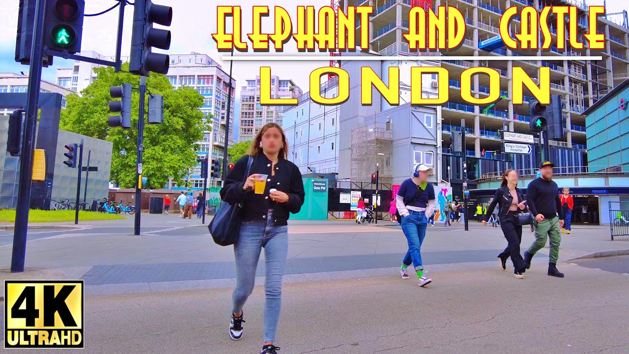 London walking tour around Elephant And Castle round about | 4K walk