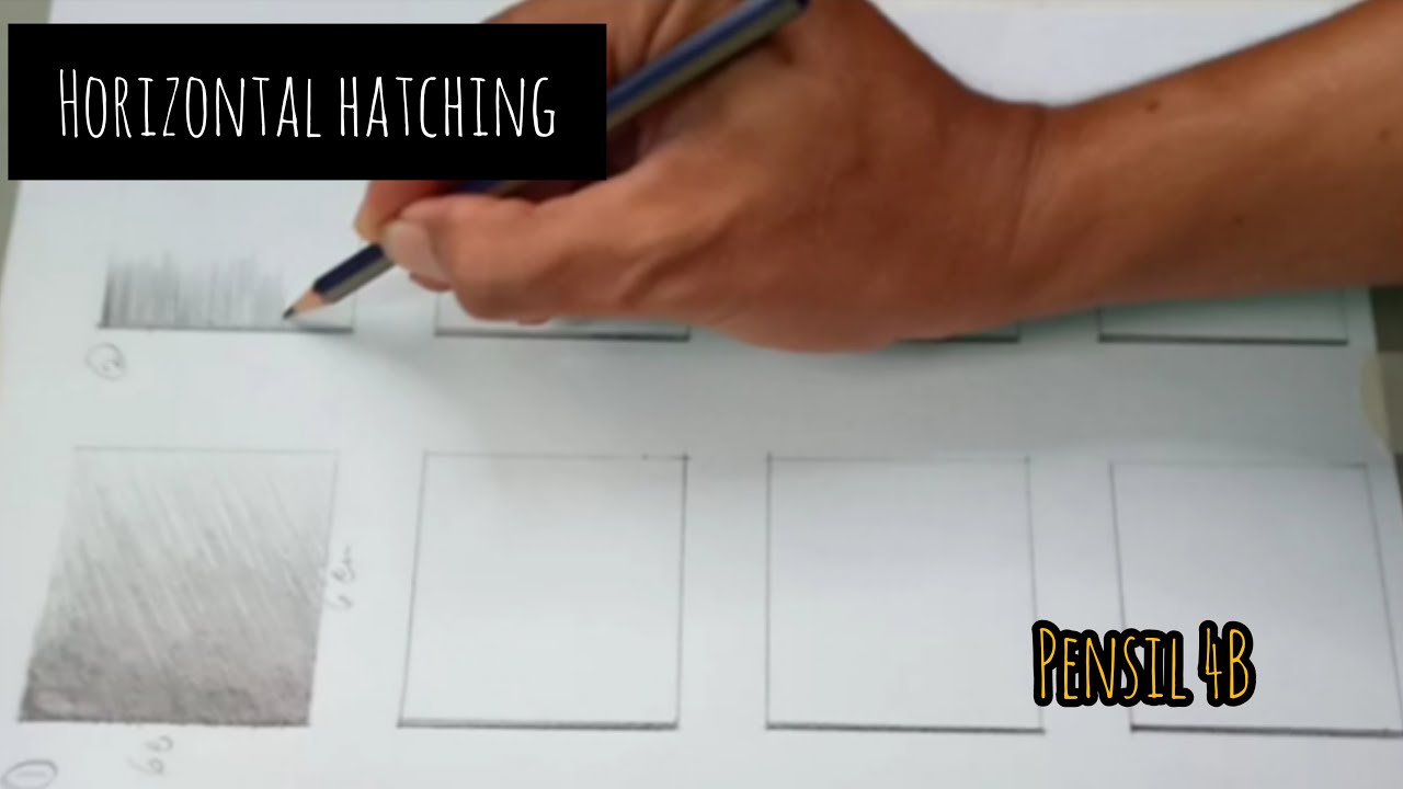 Tutorial 8 Teknik Arsir menggunakan pensil (Teknik 2 : Horizontal Hatching)