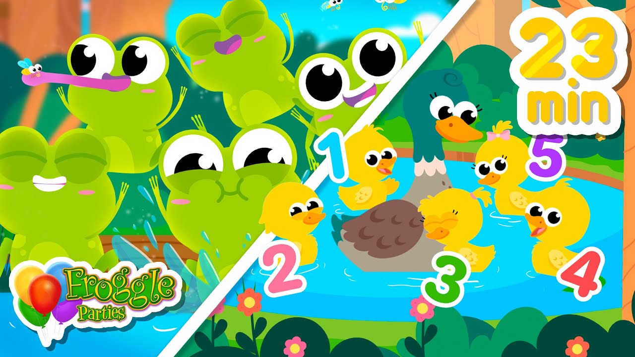 Five little speckled frogs, wheels on the bus, old macdonald & more. Nursery Rhymes for kids. 23 min