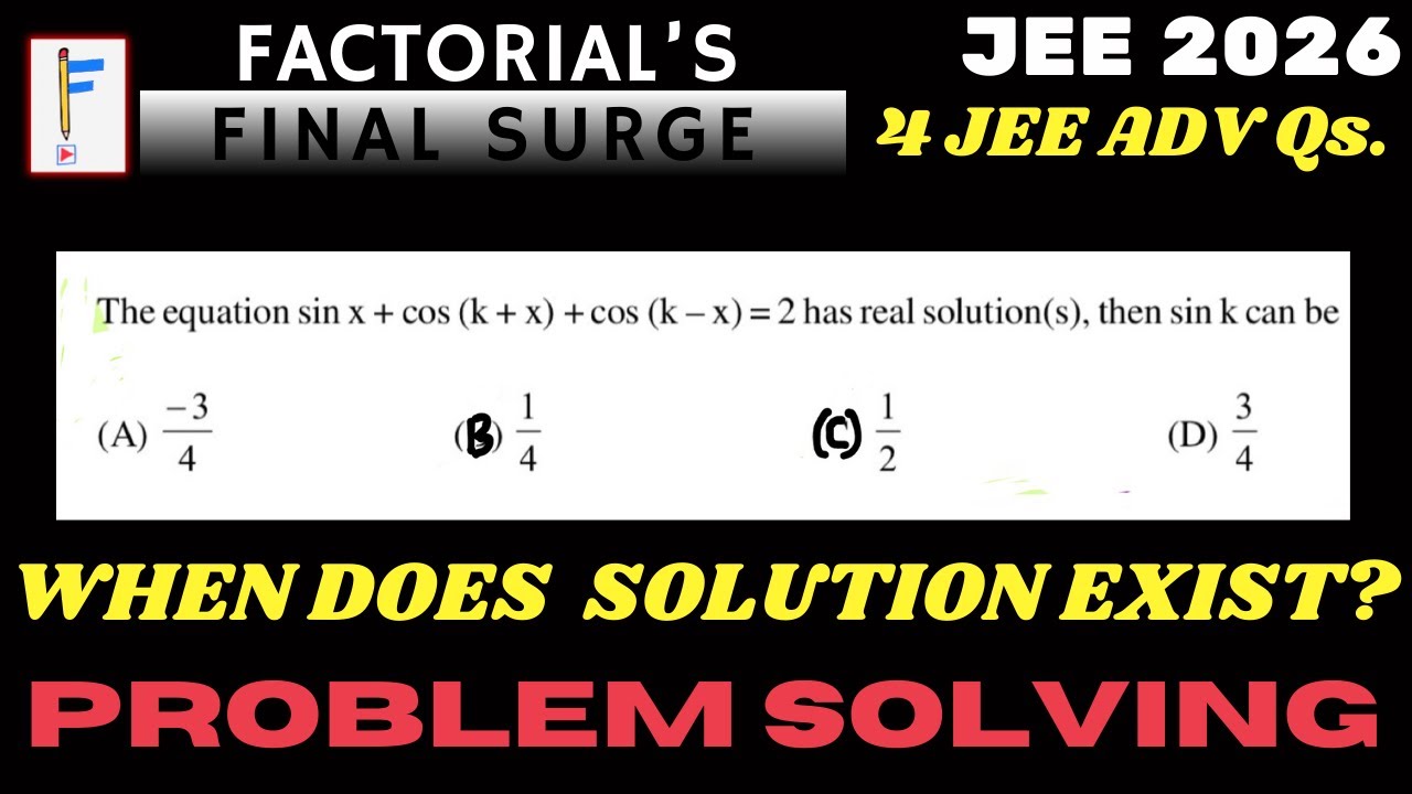 Parameter Tricks in Trigonometry | When Does an Equation Have a Solution? | JEE Advanced