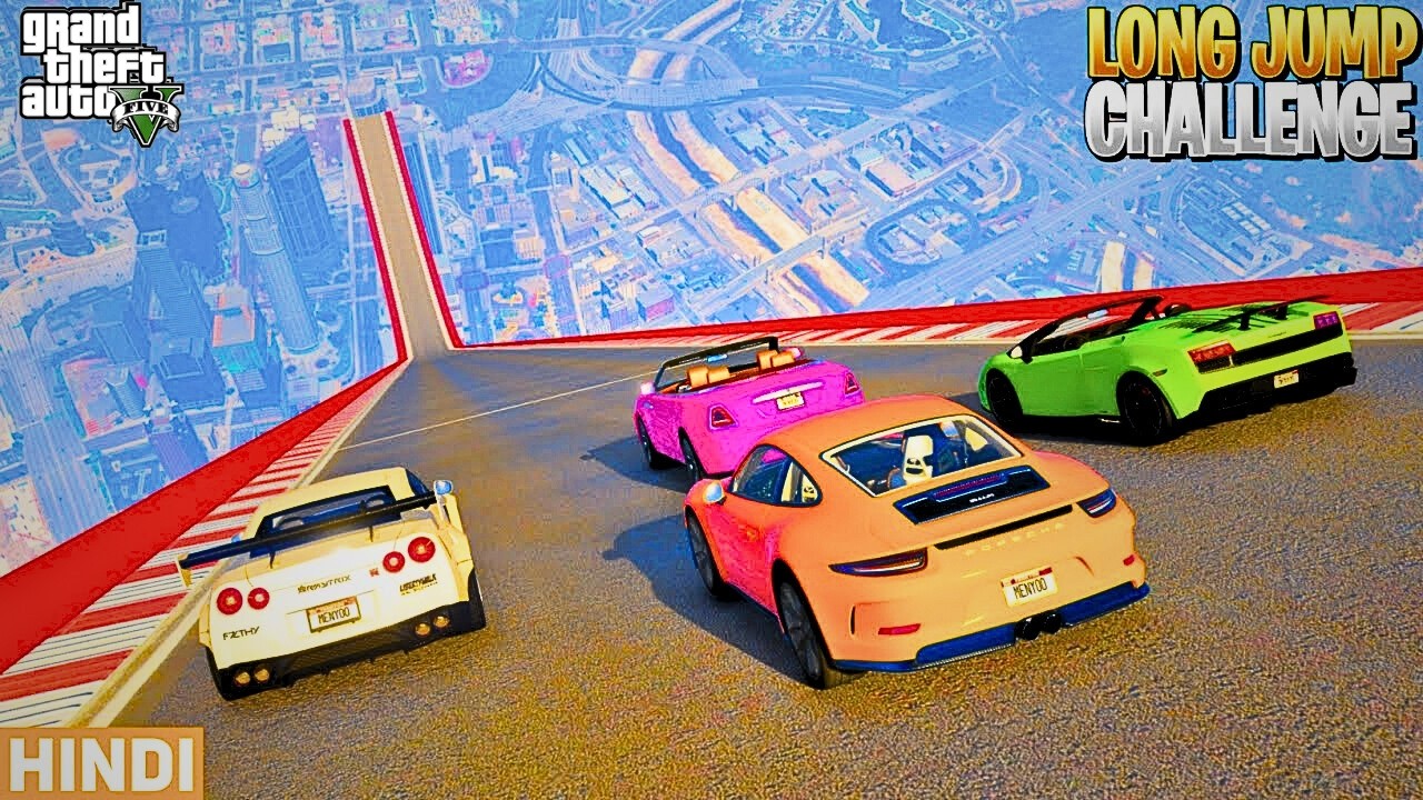 GTA 5 : Long Jump Challenge With Super Cars In GTA 5 ! Hindi