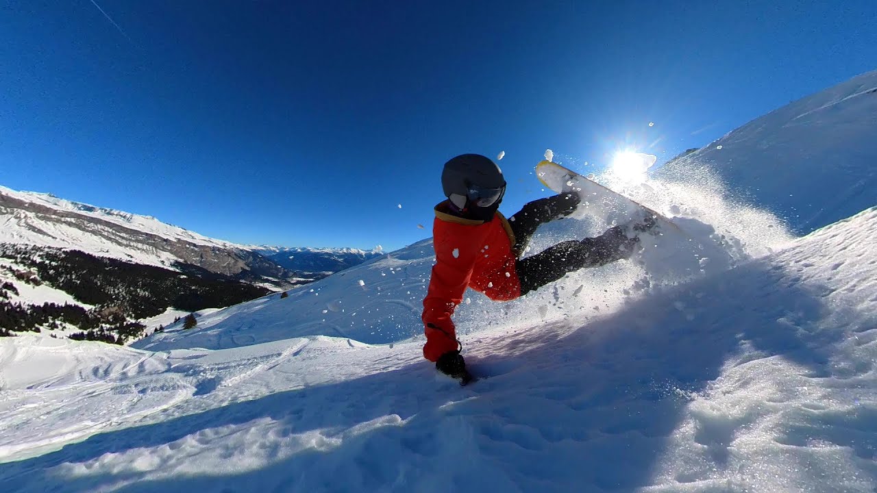 Freeriding (Snowboarding) at Flims/Laax with no powder anymore