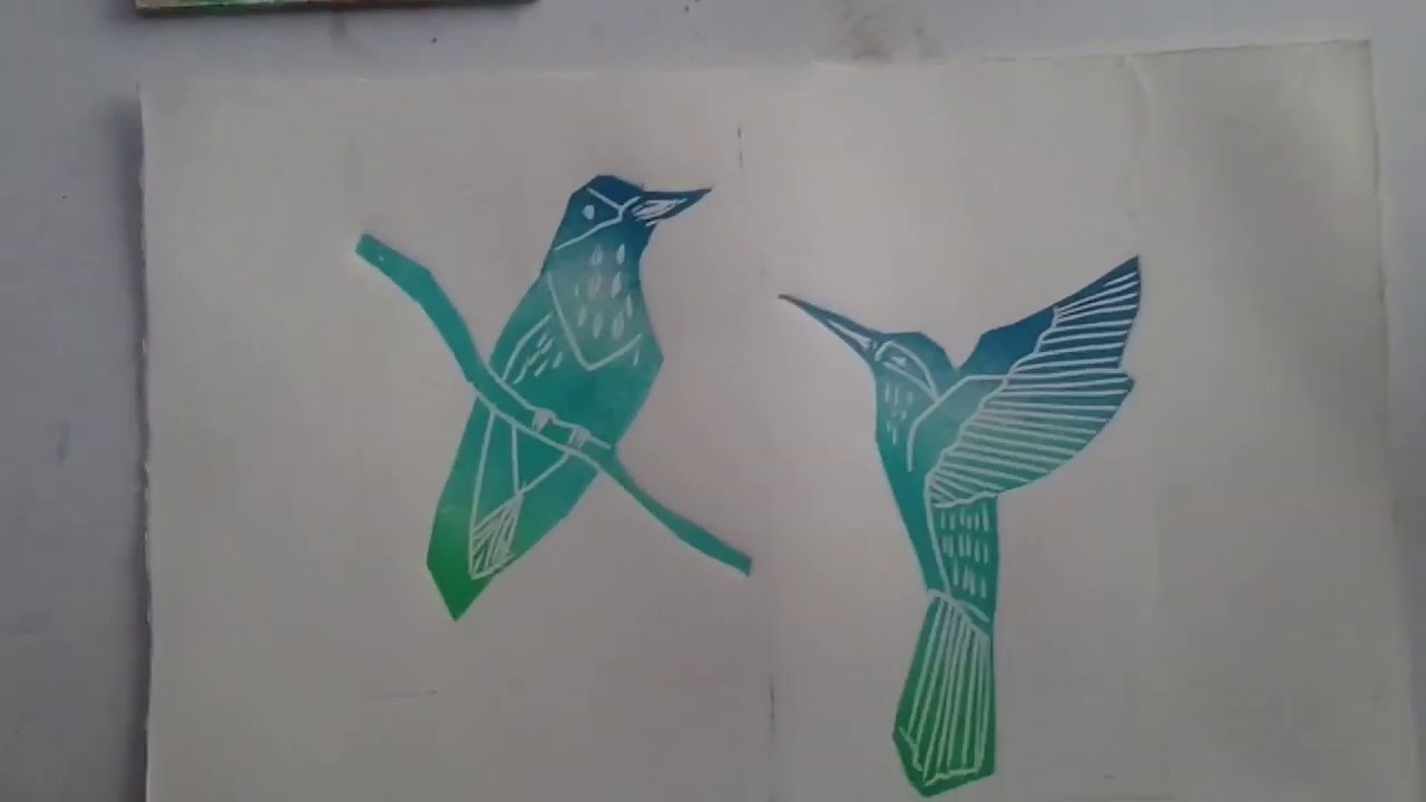 Entintado a colores grabado en linoleo | linocut printmaking