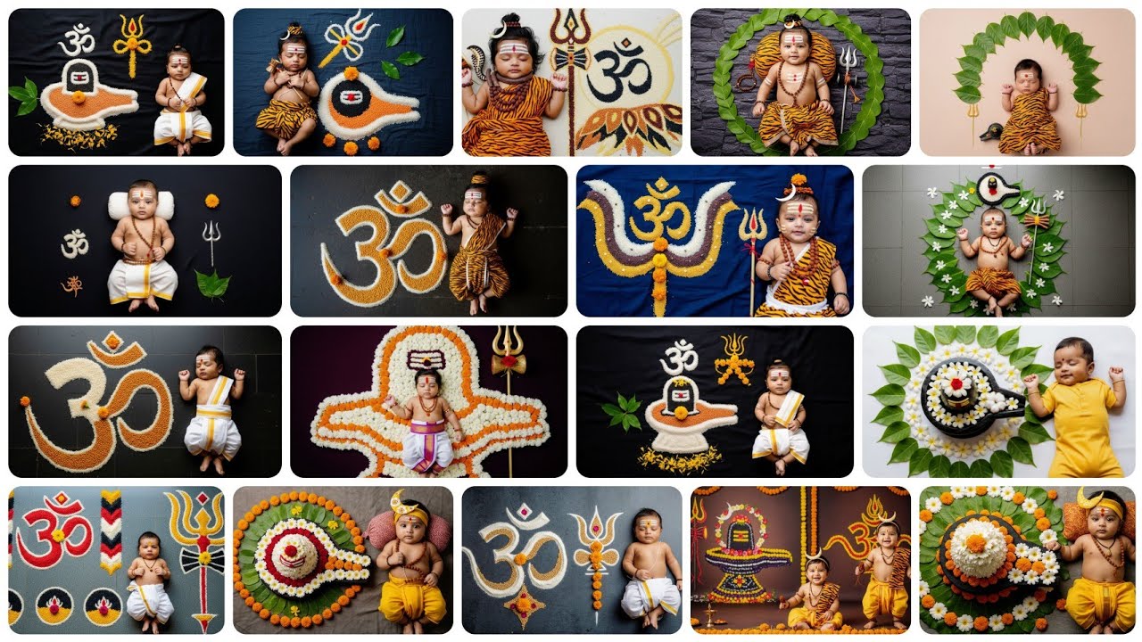 Mahashivaratri Monthly photoshoot ideas at Home #mahashivratri #mahadev #photoshootathome #baby 