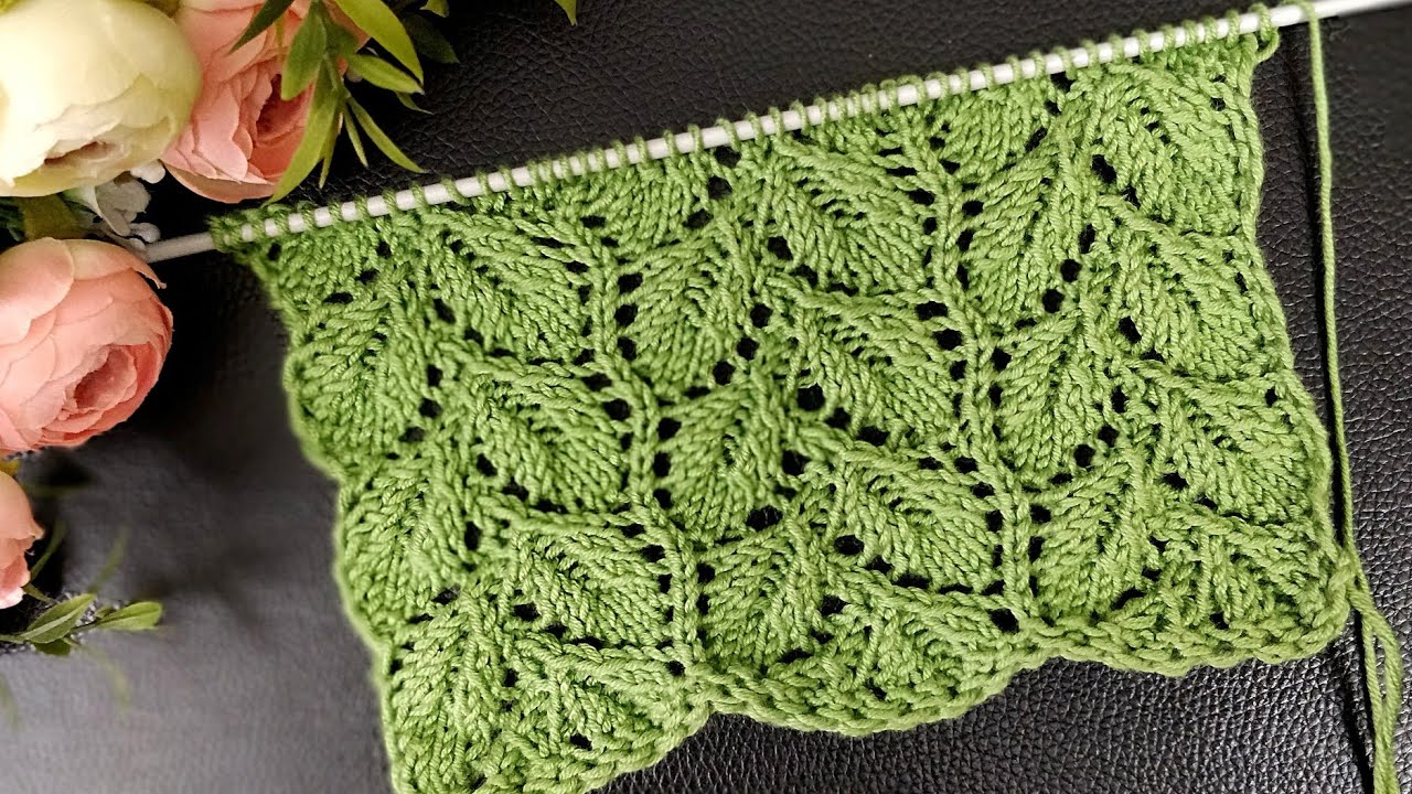 पत्ती बेल 🌿 बुनाई डिज़ाइन, Drooping Leaf 🌿 Openwork Knitting Pattern For Summer Wears