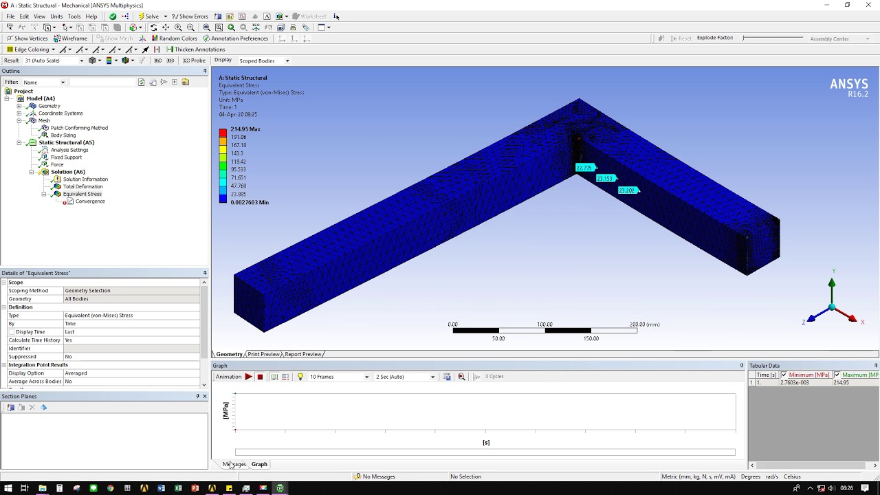 Ansys Tutorial : Convergence Tool vs Manual Convergence Stress Analysis