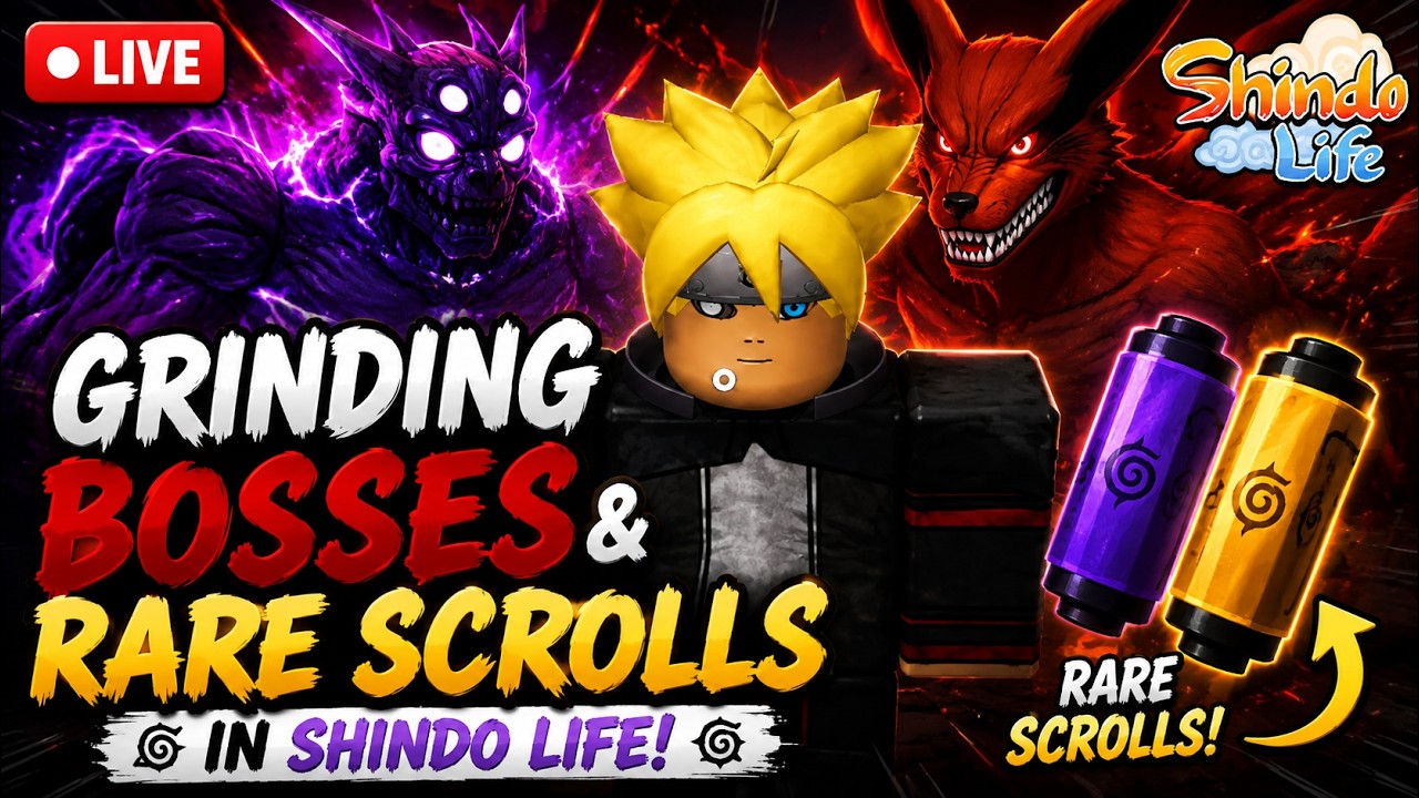 🔴GRINDING BOSSES & RARE SCROLLS IN SHINDO LIFE!