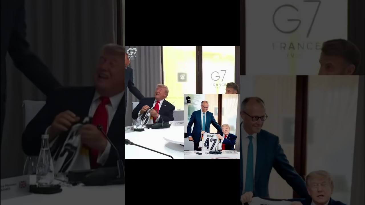 I am in tears. German Chancellor Merz personally just gave President Trump a '47Trump' Jersey ❤️