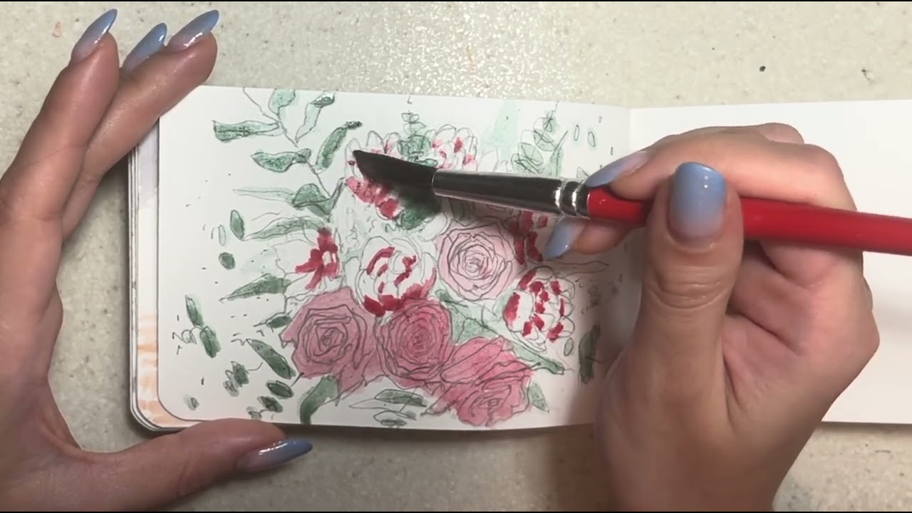 Cure your brain rot with me | Valentine’s Day bouquet in watercolor | Quiet ASMR