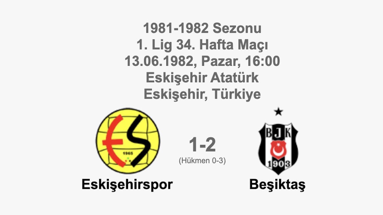 Eskişehirspor 1-2 Beşiktaş (Forfeit 0-3) 13.06.1982 - 1981-1982 1st League 34 (1st, 3rd Goals)